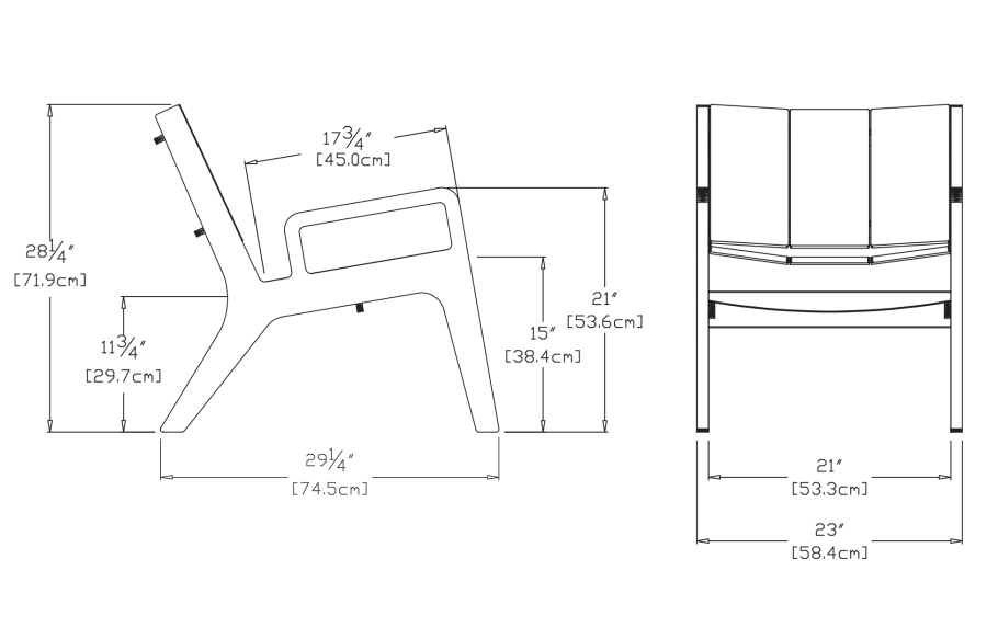Кресло Адирондак двойное чертежи