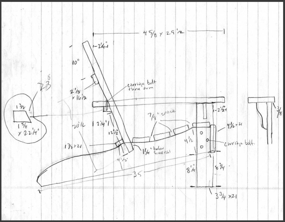 Кресло качалка Адирондак чертеж