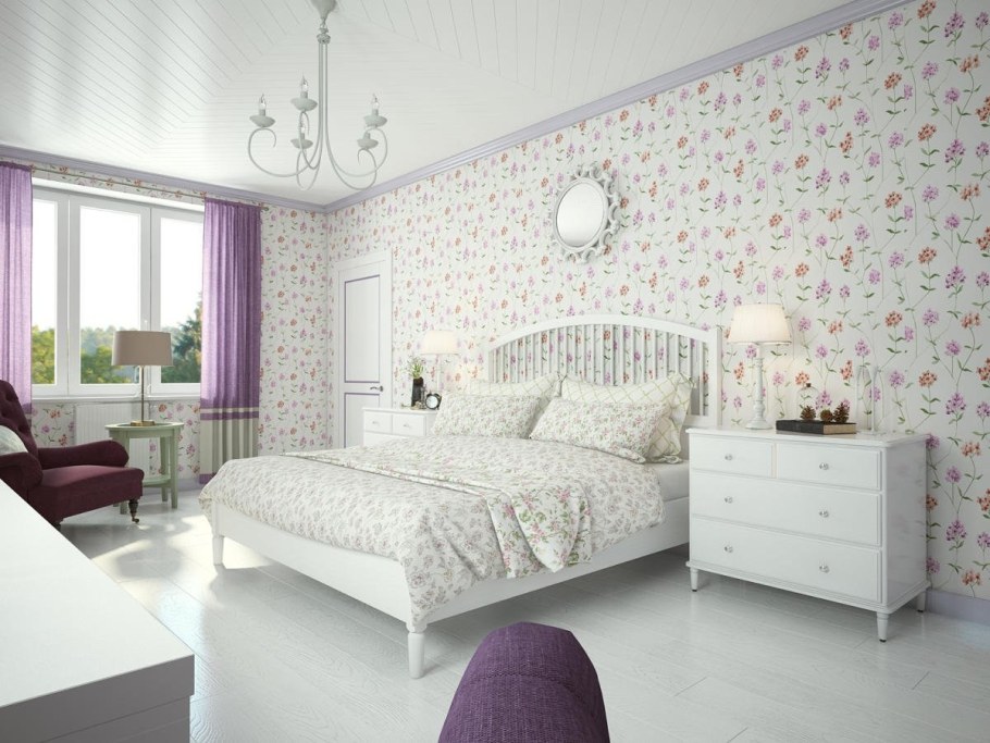 Спальня с белой мебелью