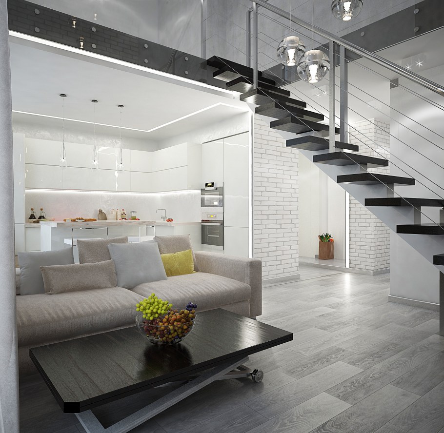 Интерьер двухуровневой квартиры