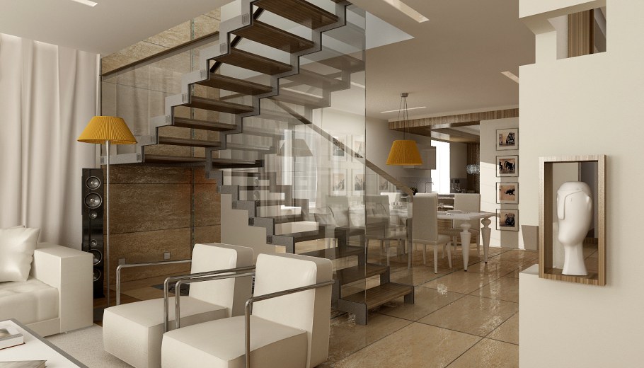 Двухуровневая гостиная