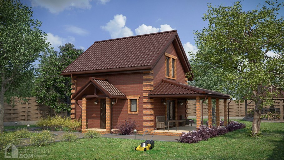 Двухэтажная баня из кирпича