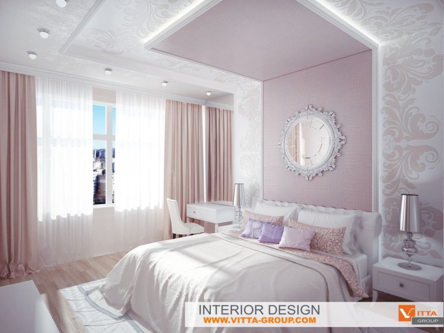 Спальня в пудровых тонах