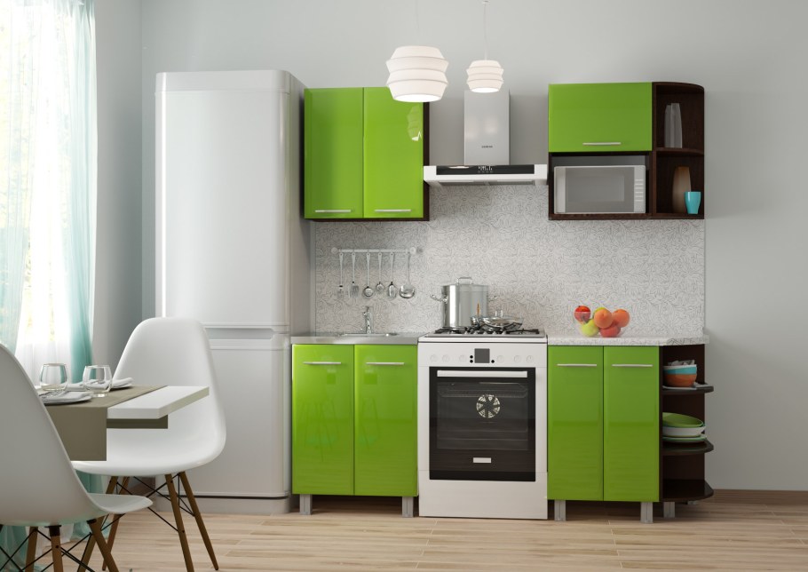 Угловая кухня олива металлик