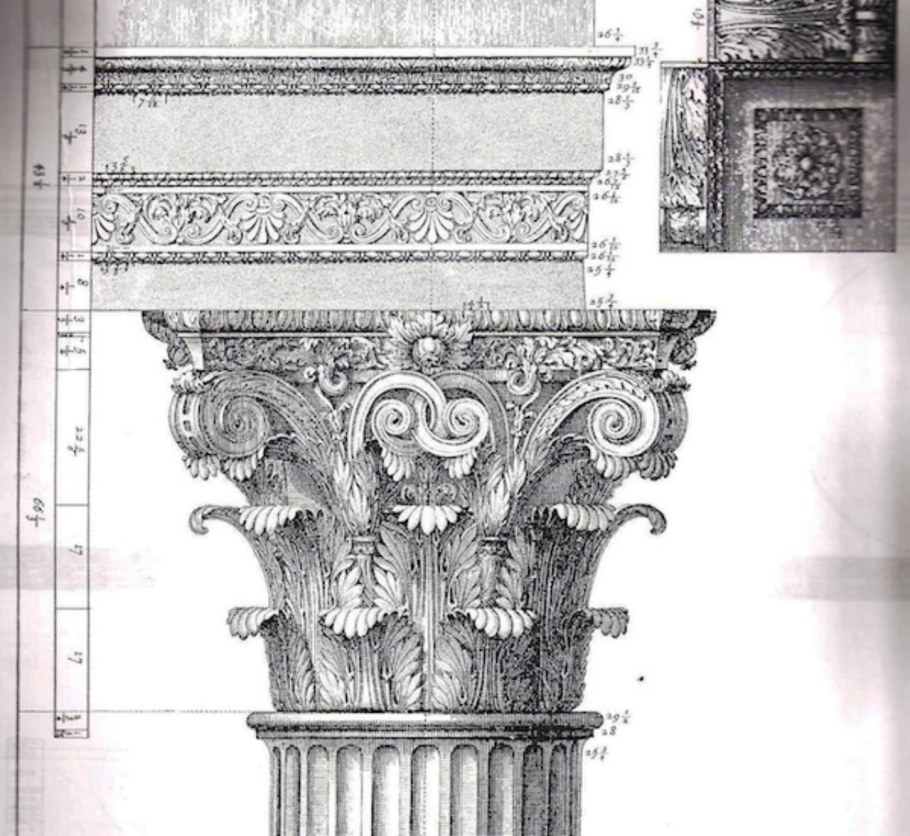 Построение капители Коринфского ордера