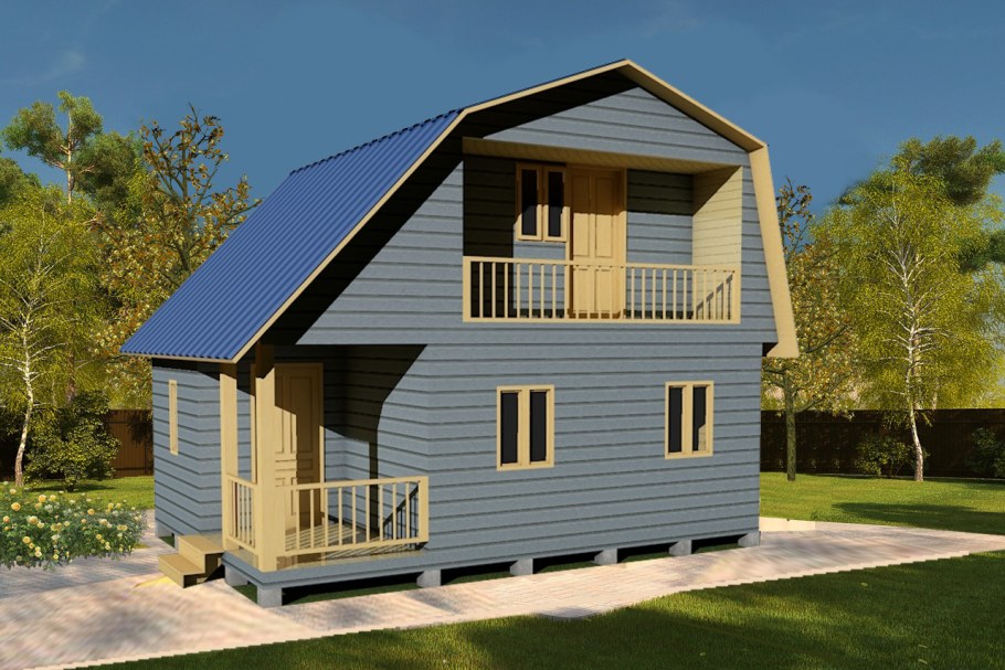 Дом 4 на 6 с мансардой и верандой 4на4