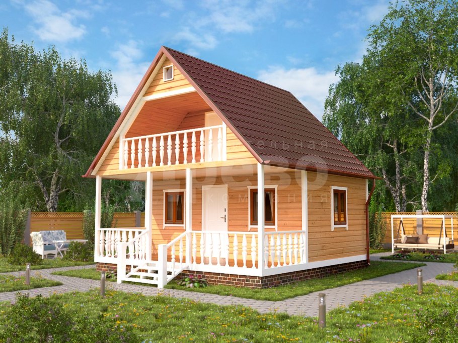 «Дачный» – дом из бруса с мансардой 6х6