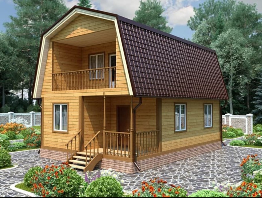 Домик 6 на 8 с мансардой и балконом