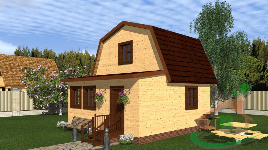 Дом 4 на 6 с мансардой и верандой 4на4