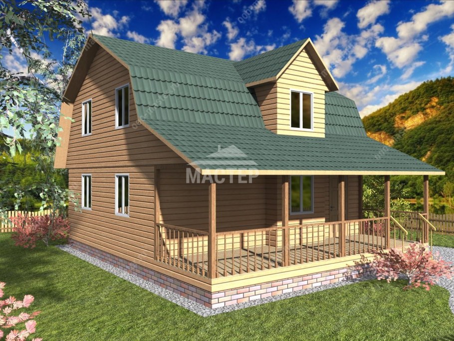 Дачный дом с мансардой 6х6м