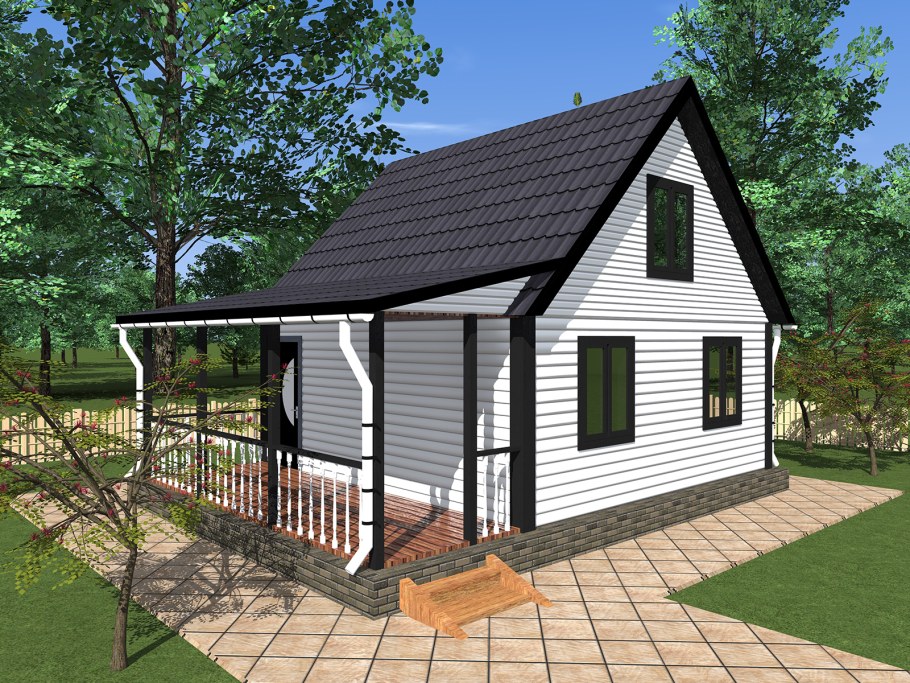 Дом с мансардой и террасой 120кв