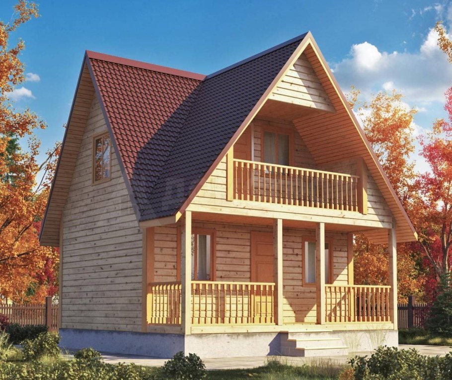 Деревянный дом 6 на 6 с мансардой