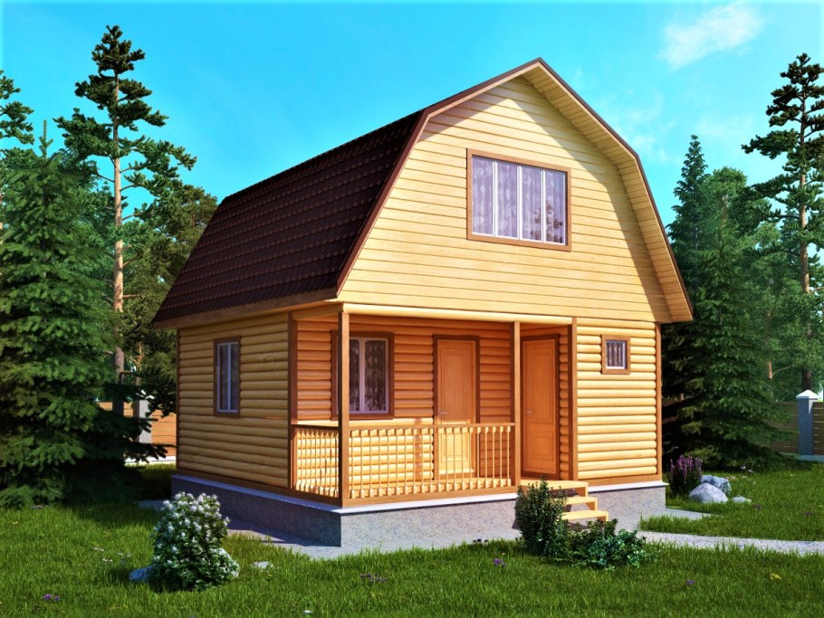 Дачный дом 4х4 с мансардой из бруса 150х150