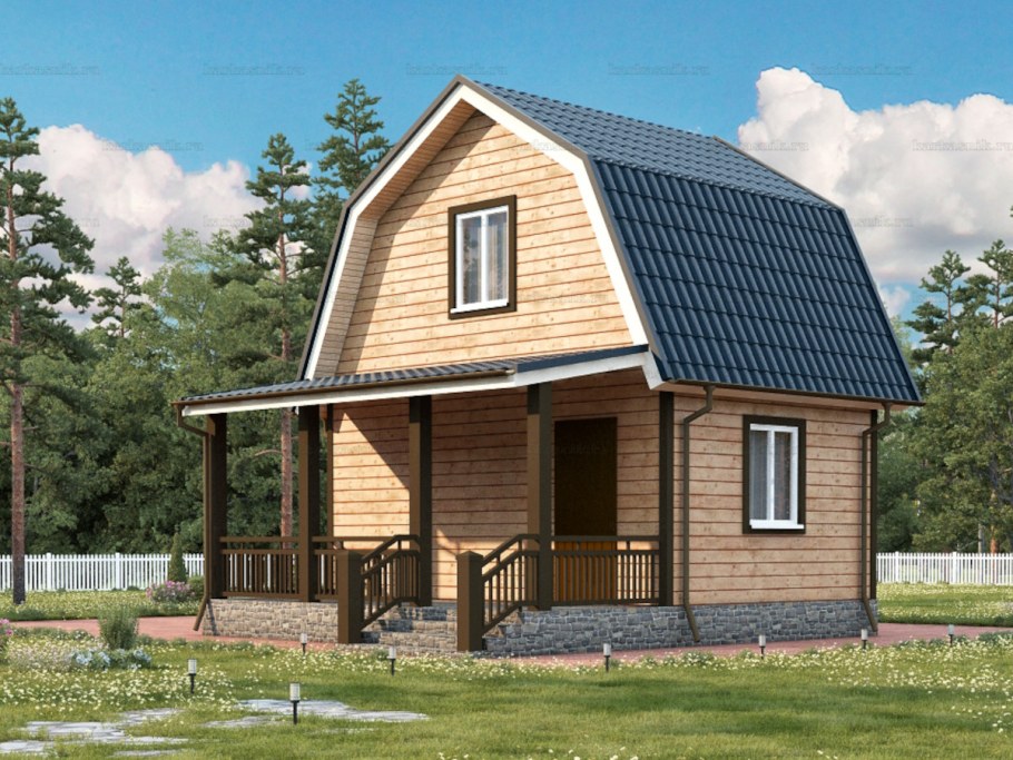 Каркасный дом 6 на 6 с мансардой