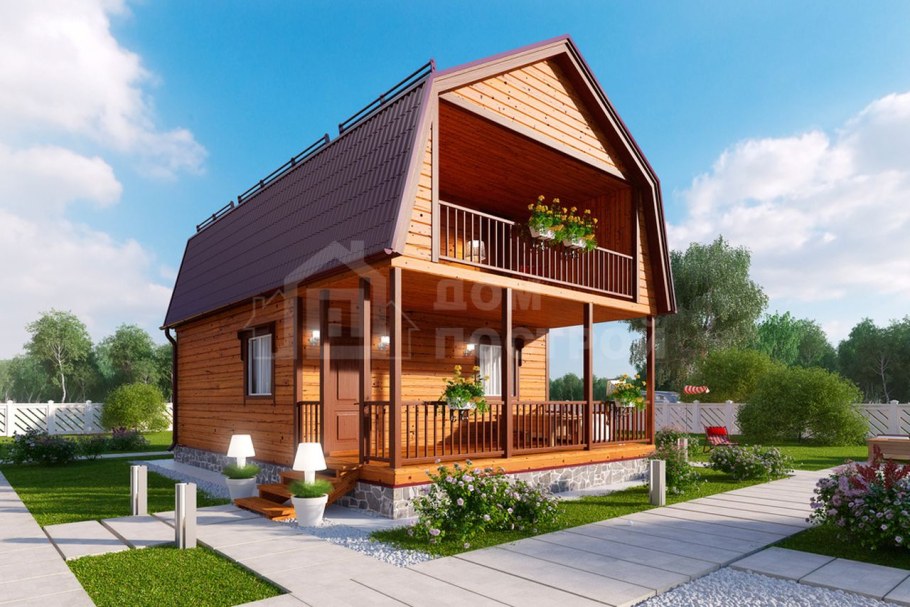 Дом с мансардой и террасой