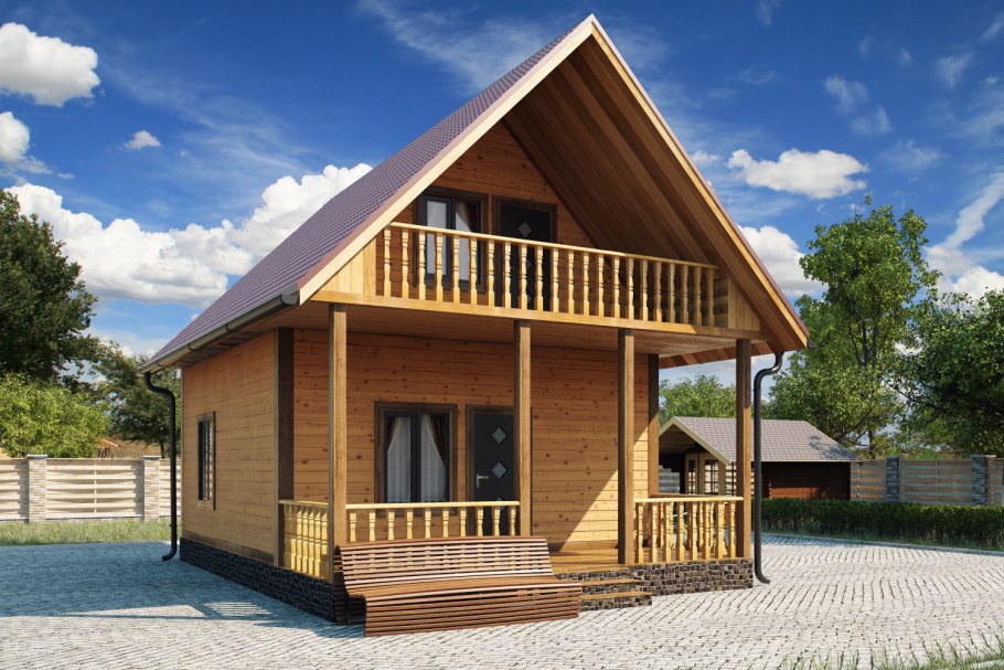 Садовый дом с мансардой и террасой