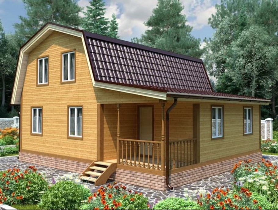 Дача с мансардой и верандой