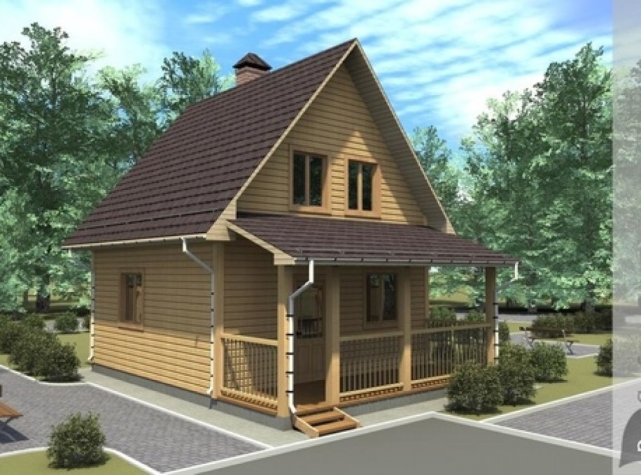 Дом с мансардой и верандой