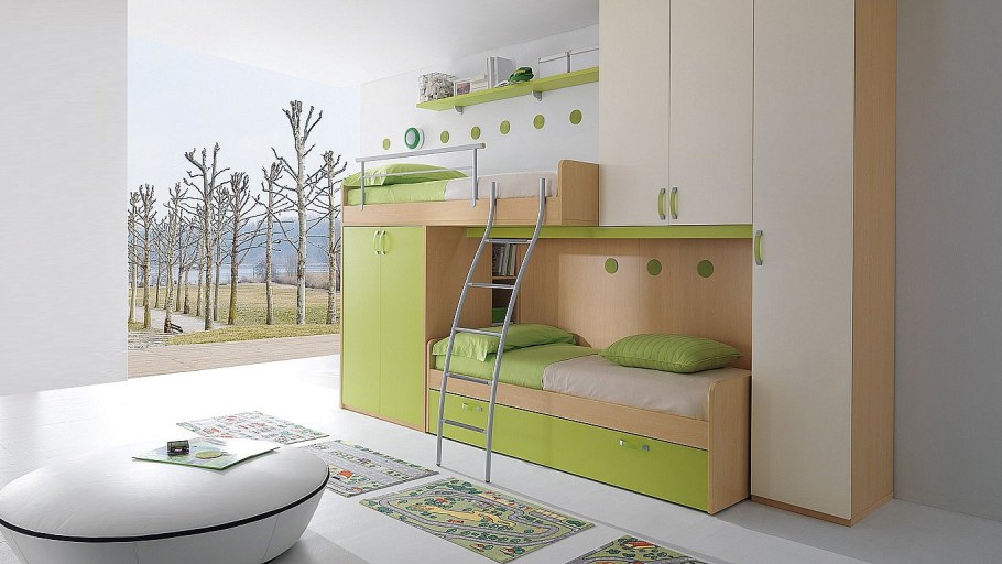 Детская стенка с двухъярусной кроватью