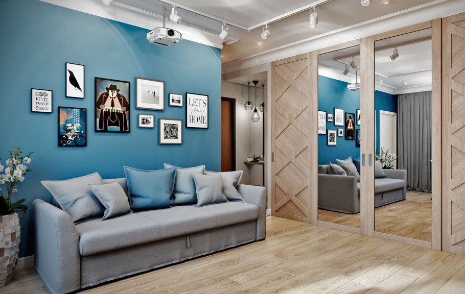 Светлая гостиная в сталинке