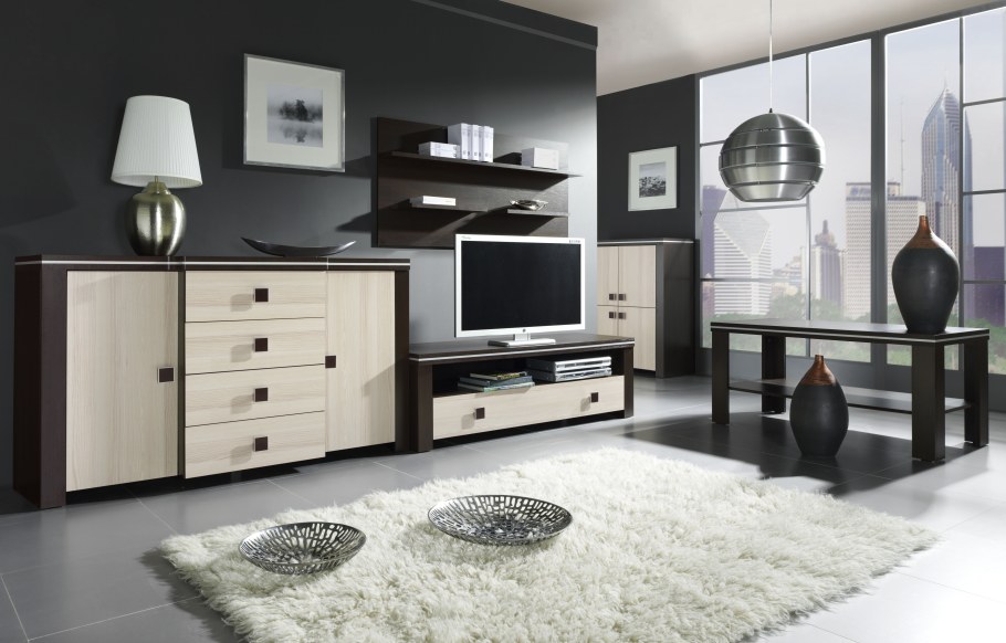 Гостиная в современном стиле с комодом