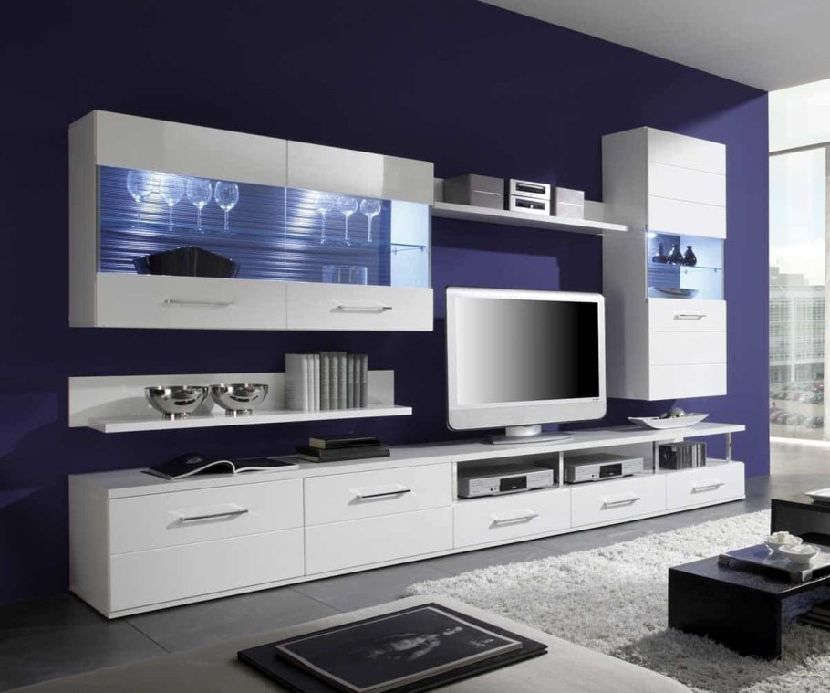 Гостиная Авила БРВ белый / белый глянец