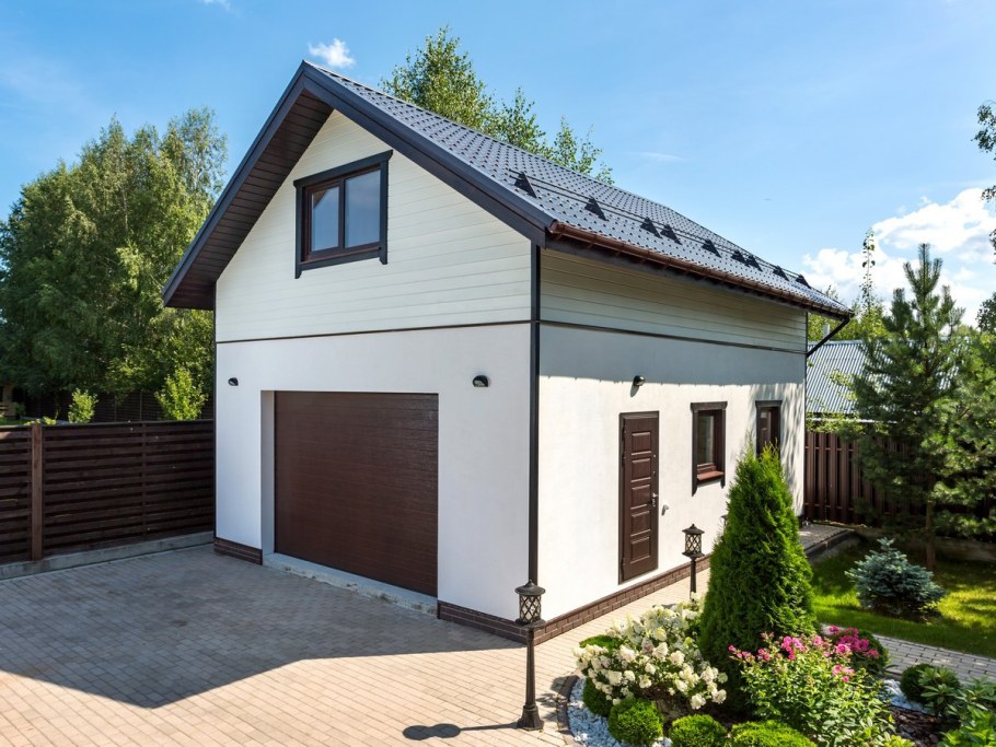 Каркасный двухэтажный гараж