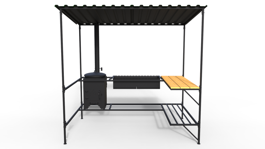 Односкатная кирпичная беседка