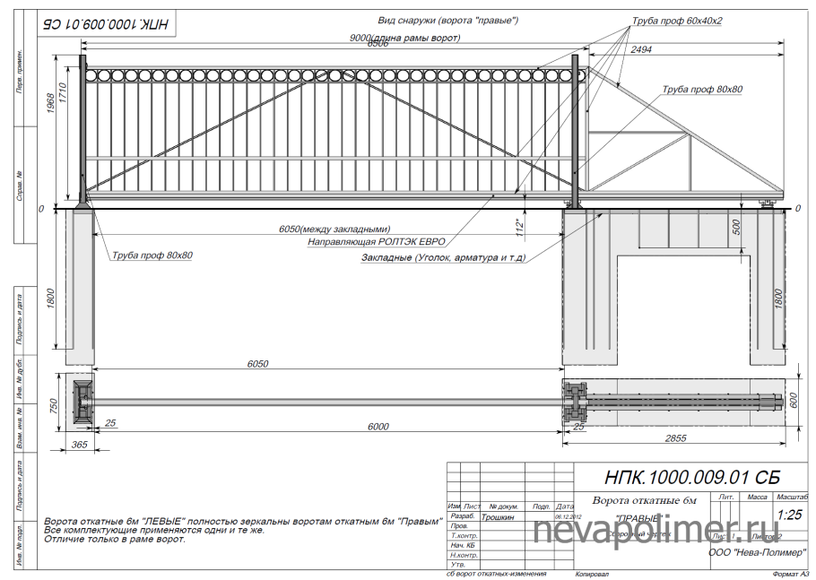 Схема сборки откатных ворот