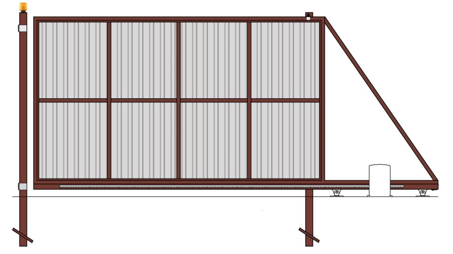 Чертёж откатных ворот проём 4.5м