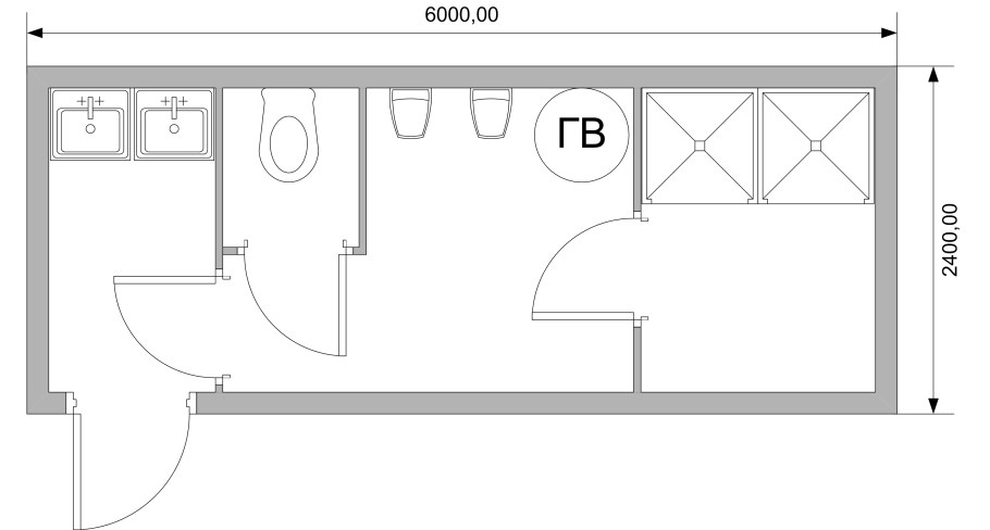 Чертеж дачной бытовки 6х4