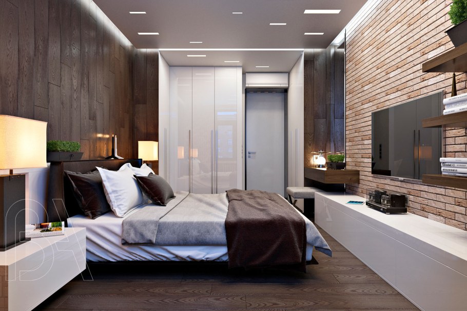 Спальня в современном стиле лофт