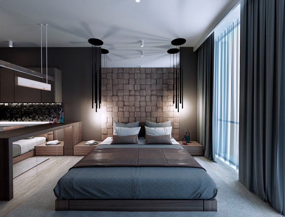 Спальня в современном стиле лофт