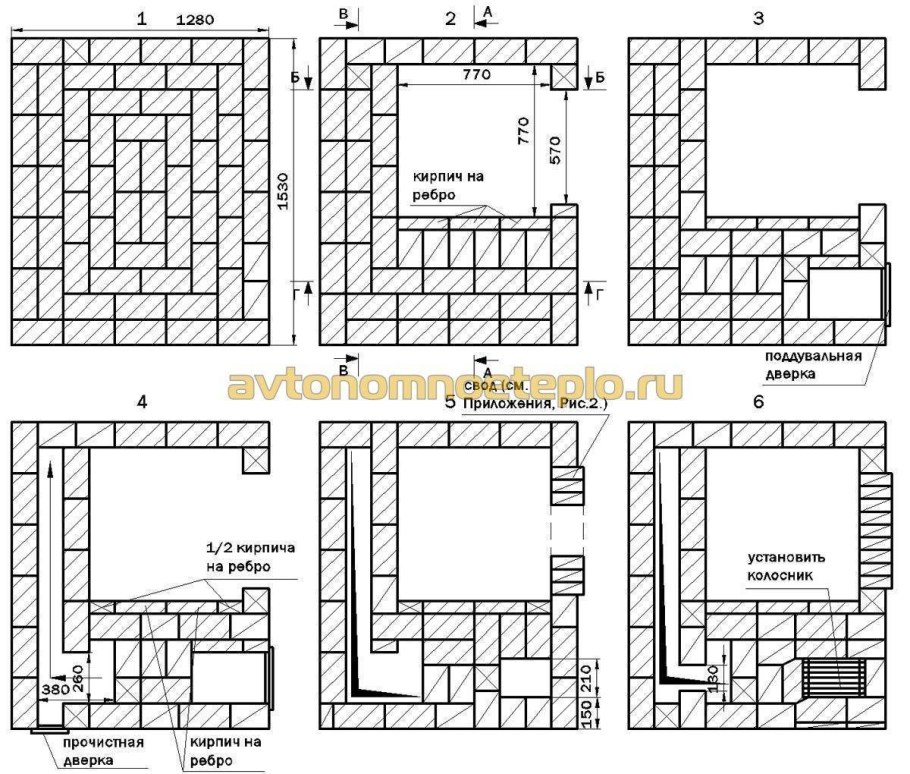 Кирпичная печь голландка отопительная порядовка