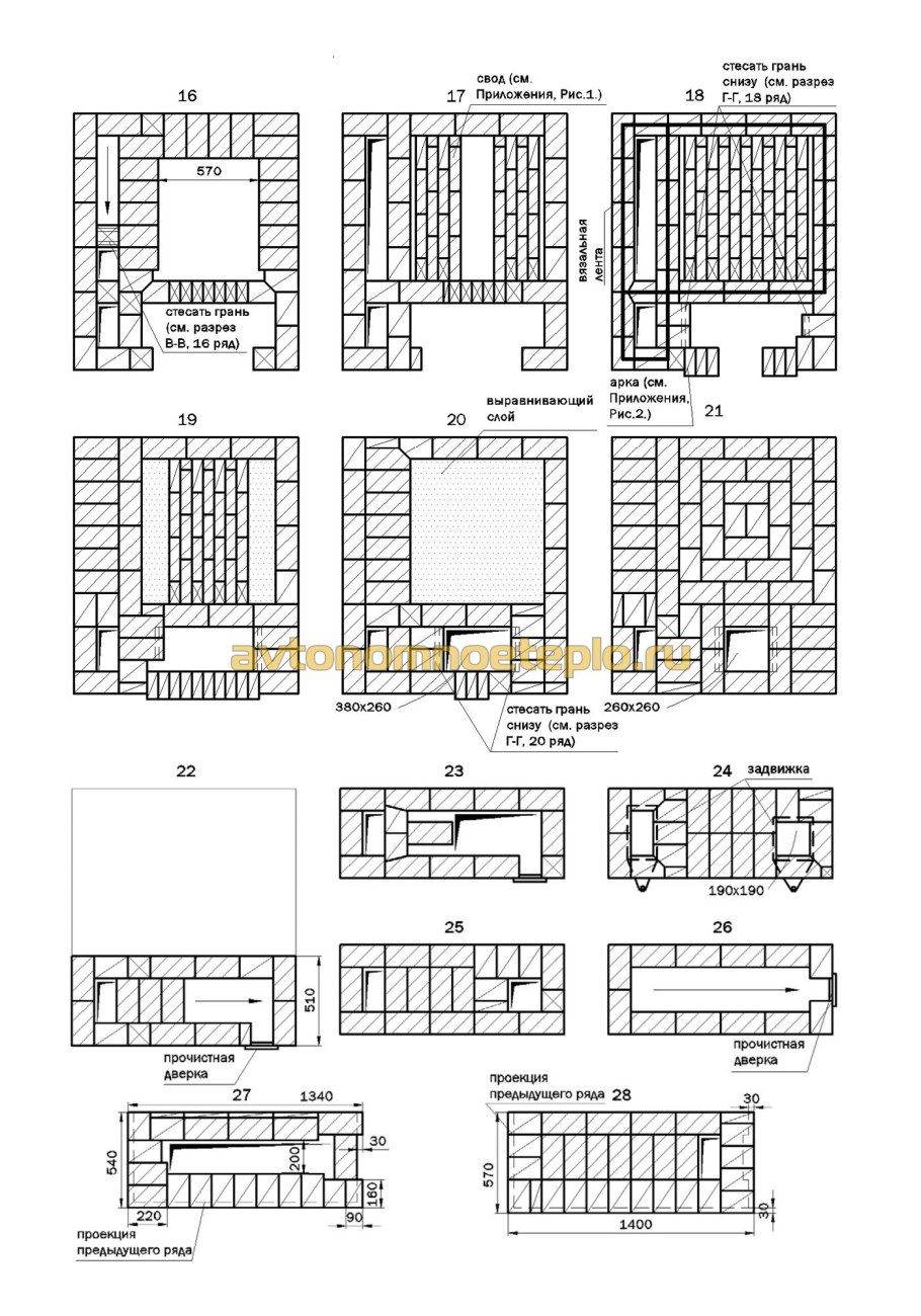 Печь отопительная кирпичная порядовка