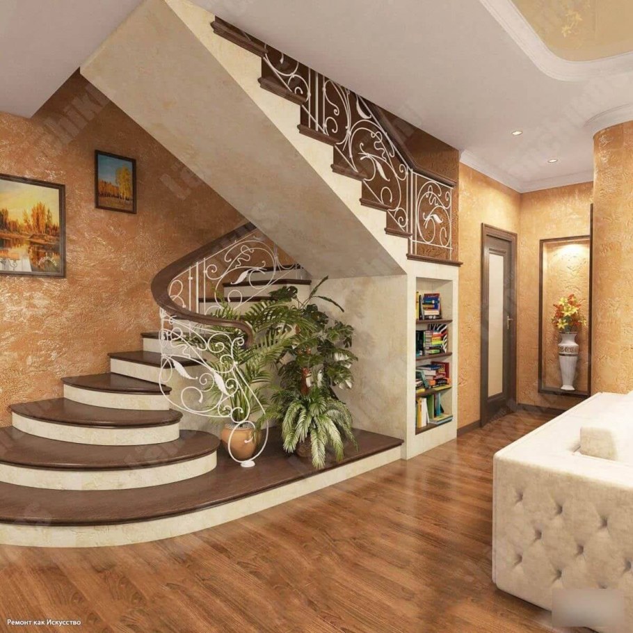 Гостиные с лестницей