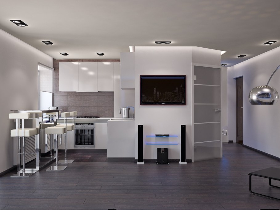 Квартира студия в стиле Хай тек