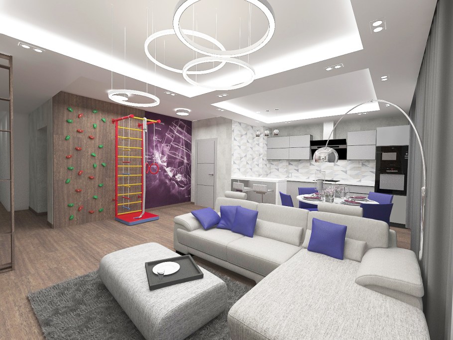 Проект гостиной Хай тек