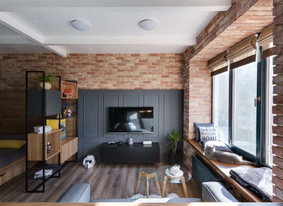 Студия 30 кв в стиле лофт