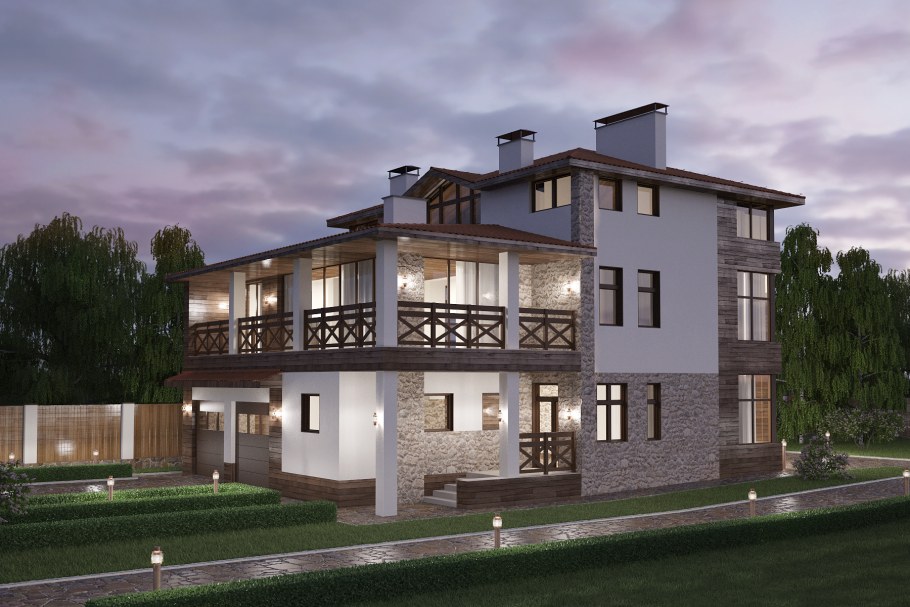 Частный жилой дом чертеж