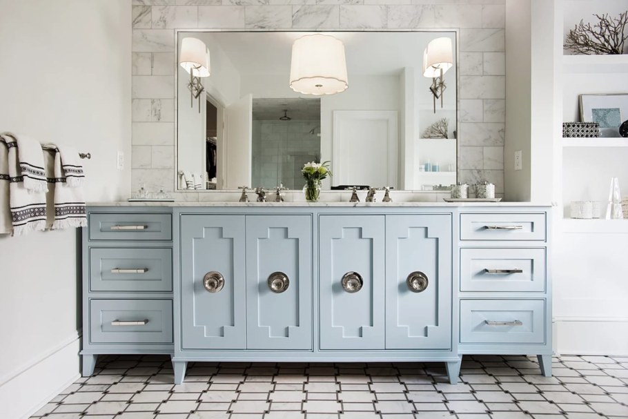 Мебель для ванной Неоклассика голубой