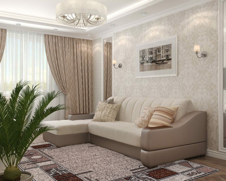 Гостиная с двумя диванами