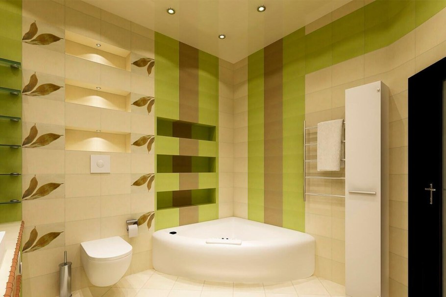 Красно белая ванная комната