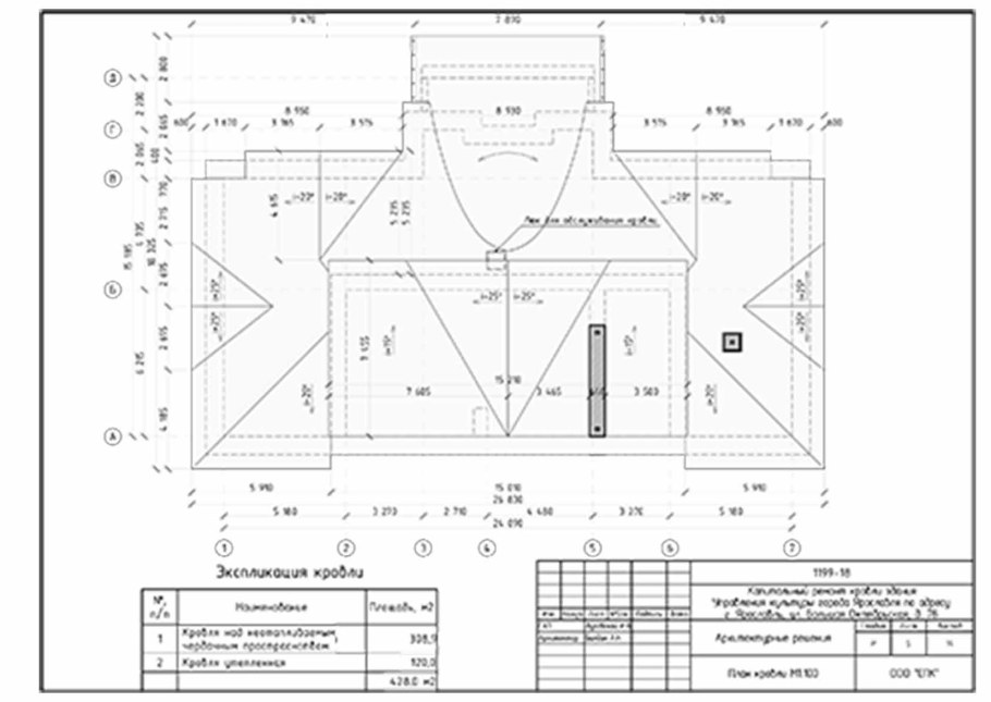 План крыши кровли цеха