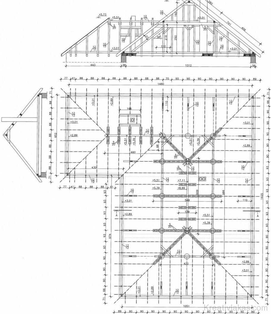 План кровли разрез