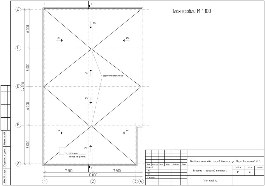 План кровли двухскатной крыши чертеж