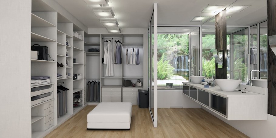 Спальня совмещенная с ванной и гардеробной