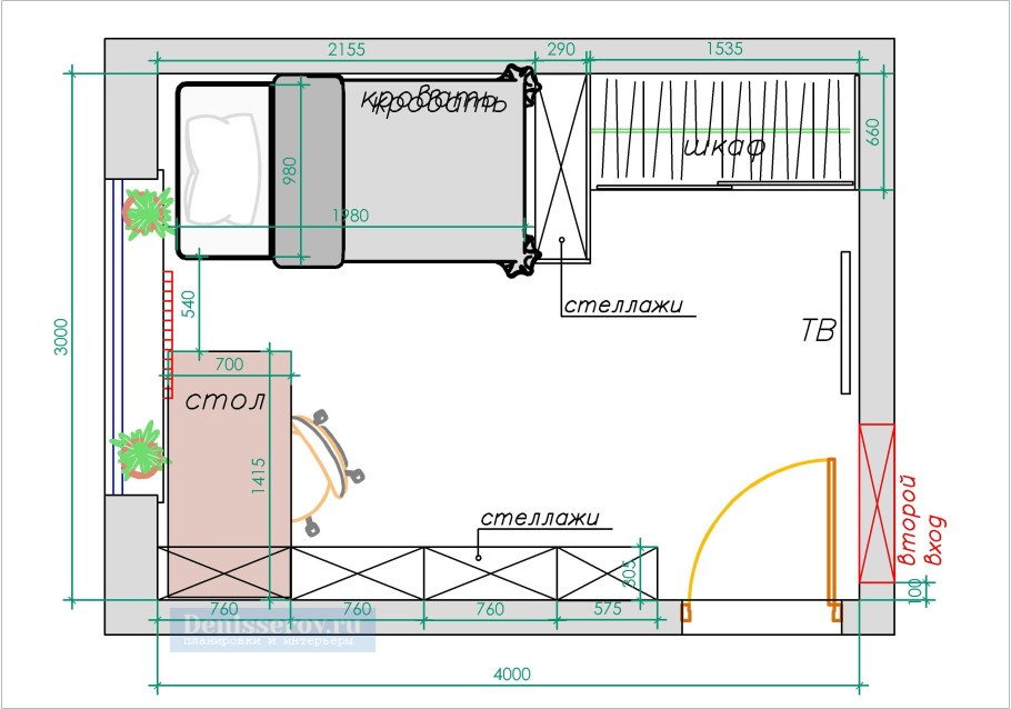 План расстановки мебели в детской комнате
