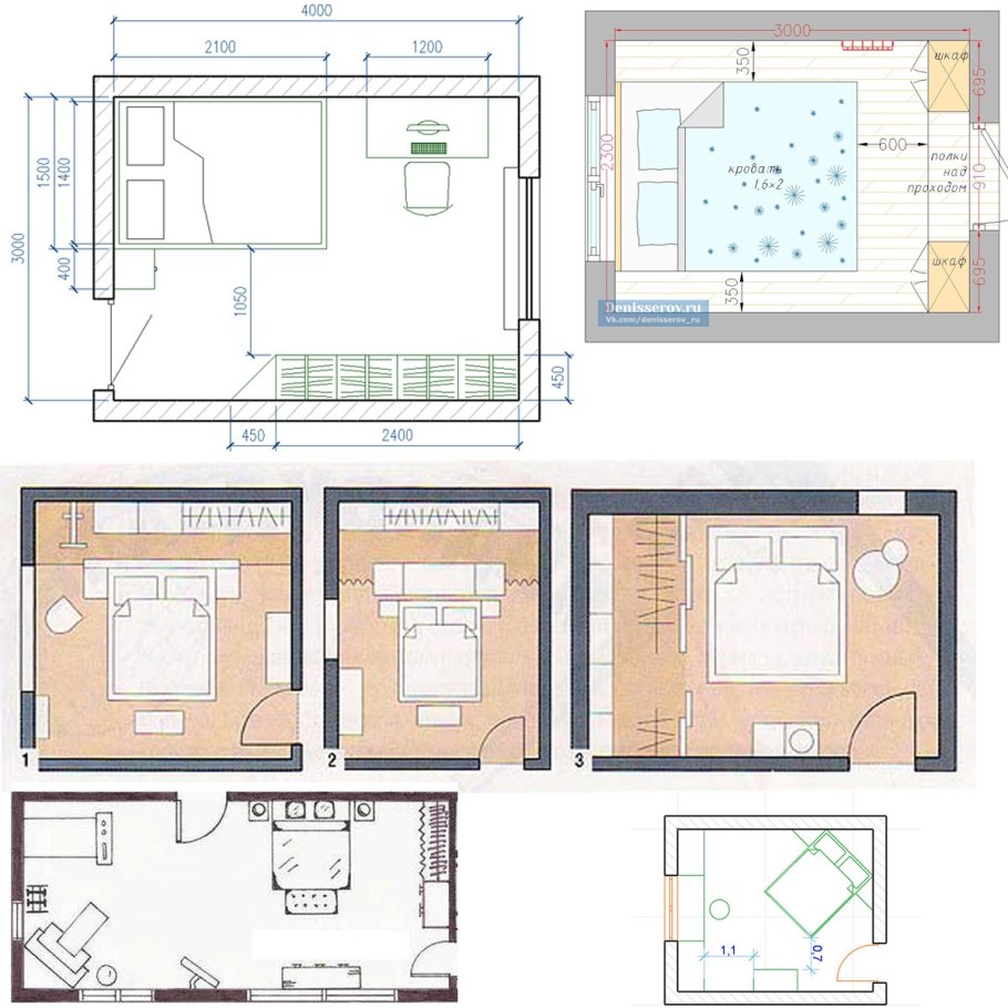 Чертёж комнаты сверху и сбоку