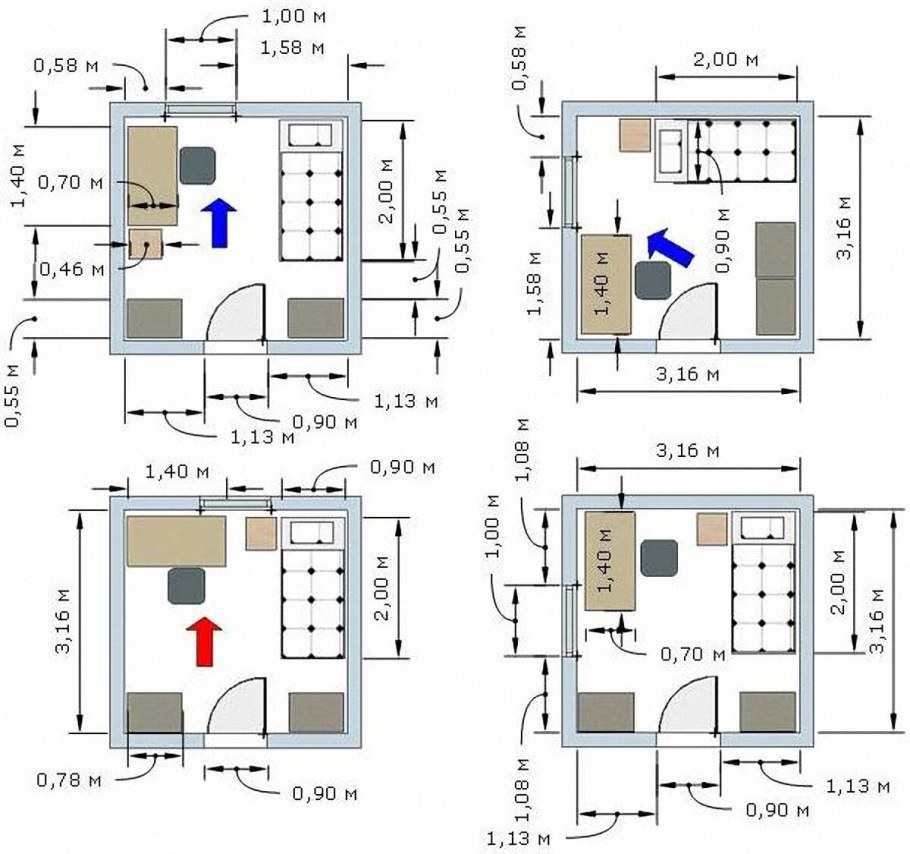 Чертеж кухни гостинной 20кв